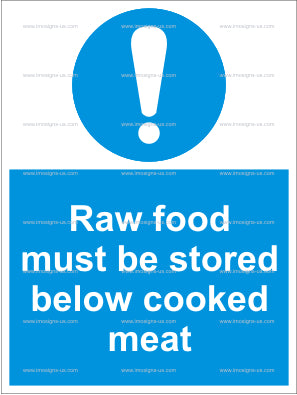 Raw Food Must Be Stored Below Cooked Meat Sign (4.019.10)