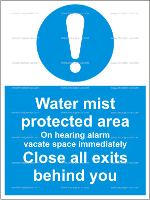 Water Mist Protected Area On hearing Alarm Vacate Sign (4.013.31)