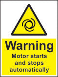 Warning Motor Starts and Stops Automatically Sign (6.018.1)