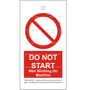 Do Not Start Men Working on Machine Tie Tag (7.020)