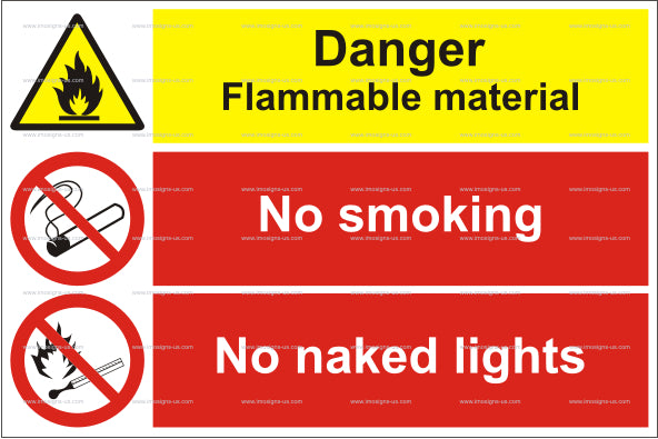Danger Flammable Material No Smoking Sign (15.029)