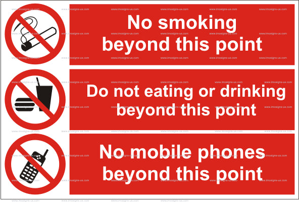 No Smoking, Do Not Eat, No Phones Sign (15.050)