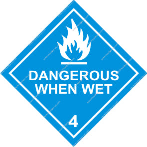 8.014 Class 4, Dangerous when wet - White