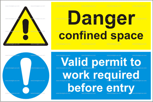 Danger Confined Space Valid Permit to Work Sign (15.046)